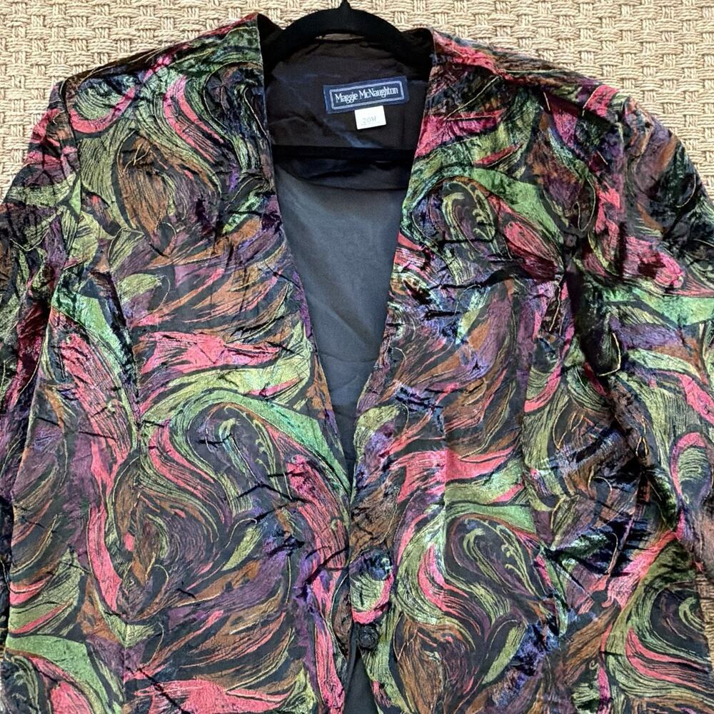 Vintage Maggie McNaughton Multicolor Pattern One Button Blazer Women’s Size 20W - Picture 11 of 13